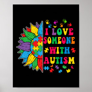 Poster Eu Amo Alguém Com Autismo Girassol Fofo Autismo A