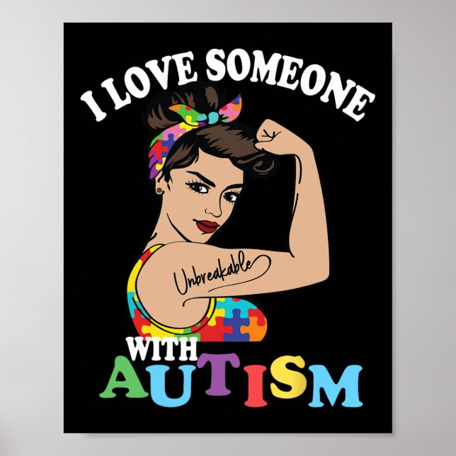 Poster Eu Amo Alguém Com Autismo Mãe Autismo Inseparável (Frente)