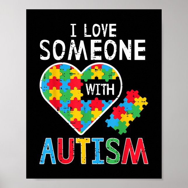 Poster Eu Amo Alguém Com Autismo Sensibilização Cardíaca  (Frente)