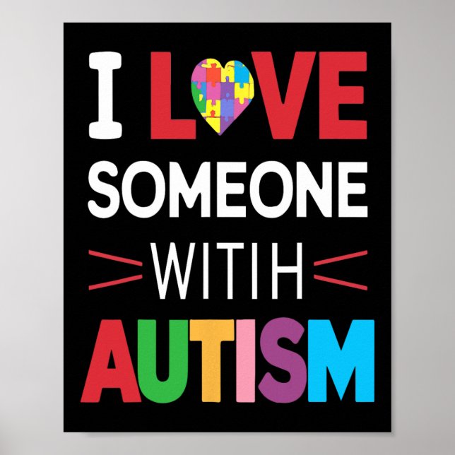 Poster Eu Amo Alguém Com Autismo Sensibilização Homens Mu (Frente)