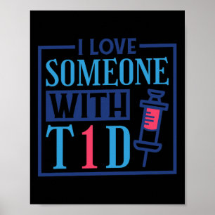 Poster Eu Amo Alguém Com Sensibilização Contra Diabetes T