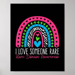 Poster Eu Amo Alguém Rara Zebra Rainbow - Doença Rara A