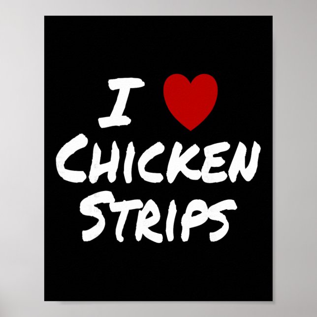 Poster Eu Amo (amo) Tiras de Frango Comida Favorita Dedo (Frente)