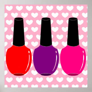 Pôster Eu Amo Arte Polonesa Vermelha Rosa Rosa Púrpura Na