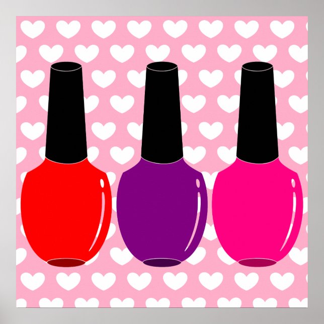 Pôster Eu Amo Arte Polonesa Vermelha Rosa Rosa Púrpura Na (Frente)