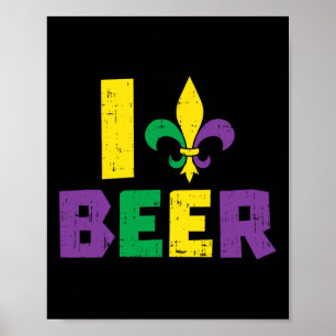 Poster Eu Amo Beer Jester Hat Equipe De Bebendo Mardi Gra