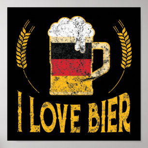 Poster Eu Amo Bier German Flag Beer Lover Oktoberfest