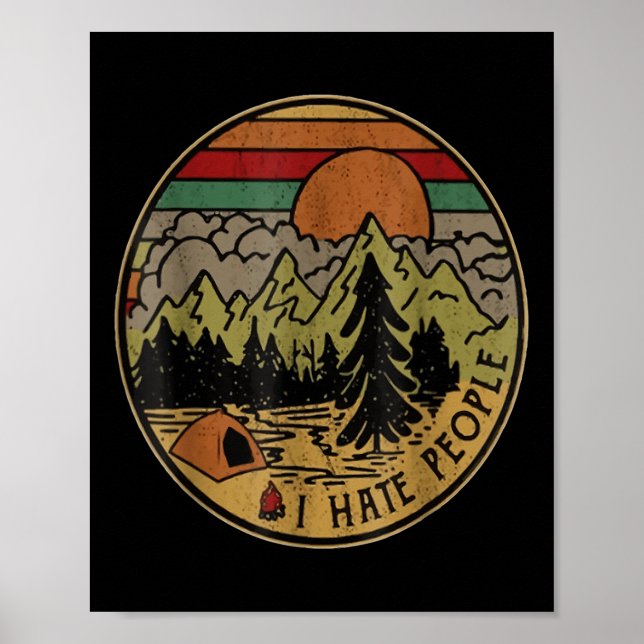 Poster Eu Amo Camping Eu Odeio Pessoas ao Ar Livre Divert (Frente)