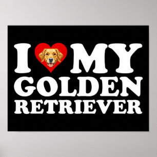 Poster Eu Amo (Coração) Meu Golden Retriever