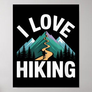 Poster Eu Amo Design de Aventura de Montanha de Caminhada