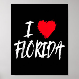 Poster Eu Amo Flórida EUA América Férias de Praia Viagem