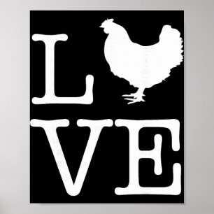 Poster Eu Amo Frangos Camiseta Divertida para Amantes de
