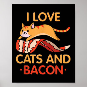 Poster Eu Amo Gatos & Bacon I Barbeque I Gatinho I Ba