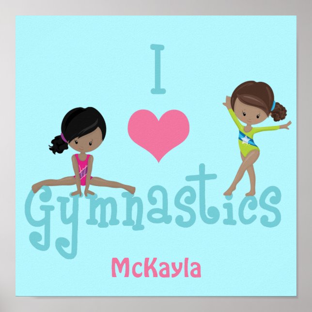 Poster Eu Amo Ginástica Menina Afro-Americana Fofa (Frente)