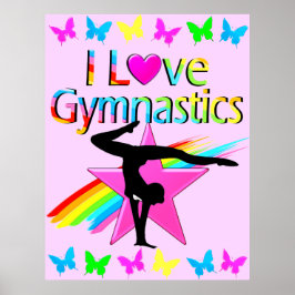 PÔSTER EU AMO GINÁSTICA RAINBOW GYMNAST GIRL DESIGN