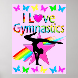 PÔSTER EU AMO GINÁSTICA RAINBOW GYMNAST GIRL DESIGN