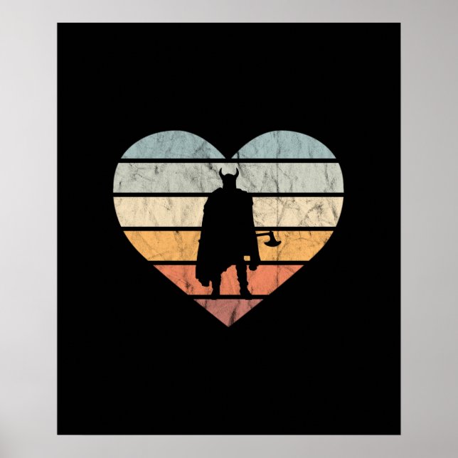 Poster Eu Amo Guerreiro Viking Com Machado (Frente)