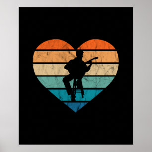 Poster Eu Amo Guitarristas Com Guitarra Acústica