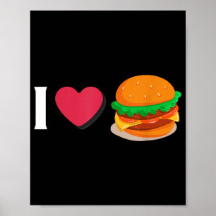 Poster Eu Amo Hambúrguer Cheeseburger Alimentação Não Sau