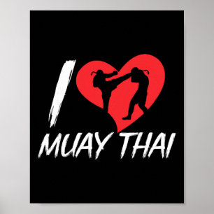 Poster Eu Amo Hobby de Artes Marciais de Muay Thai Lutado