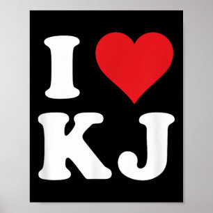 Poster Eu Amo Iniciais Kj I Heart K.j First Sobrenome K