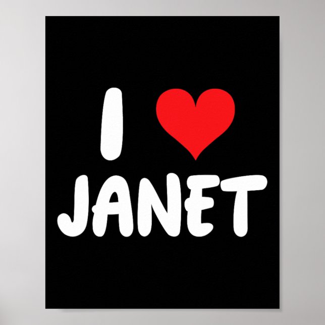 Poster Eu Amo Janet - Coração - Nome  (Frente)