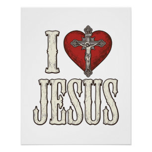 Pôster Eu Amo Jesus Desenho de Camisa de Fé com Gravação