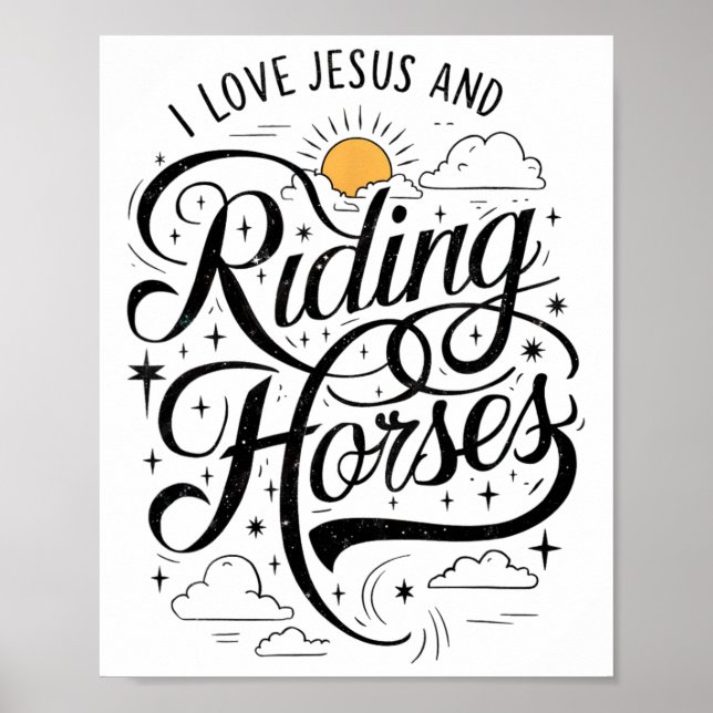 Poster Eu Amo Jesus E Cavalos Cavalos Andando Meninas De  (Frente)