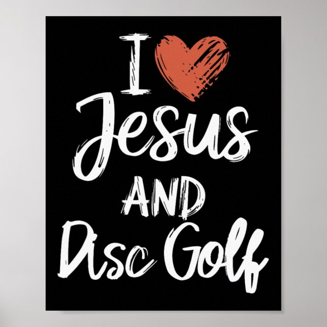 Poster Eu Amo Jesus E Disc Golf Cristão Religioso Disco (Frente)