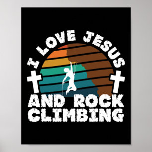 Poster Eu Amo Jesus E Escalada Fé Cristã Saudável