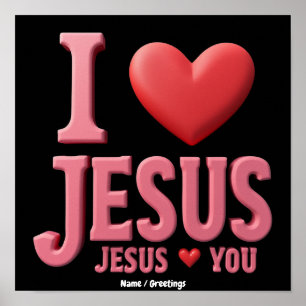 Poster Eu Amo Jesus, Jesus Te Ama Uma Fé Cristã
