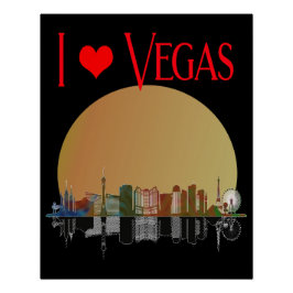 Pôster Eu Amo Las Vegas Skyline Sunrise Souvenir