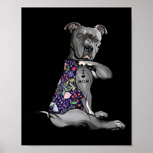 Poster Eu Amo Mamãe Engraçado Cachorro Tatuando Mães Flor