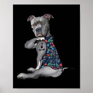 Poster Eu Amo Mamãe Engraçado Cachorro Tatuando Mães Flor