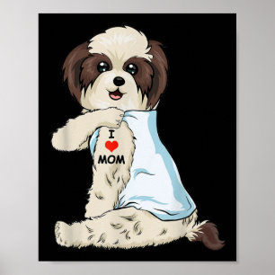 Poster Eu Amo Mamãe Tattoo Shih Tzu Mãe Cachorro Sobremes