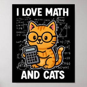 Poster Eu Amo Matemática E Gatos