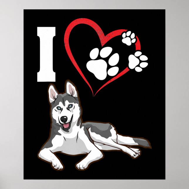 Poster Eu amo meu cachorro husky siberiano | Presente par (Frente)