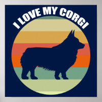 Eu Amo Meu Corgi Belo Retro Sunset