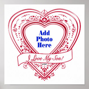 Pôster Eu Amo Meu Filho! Foto de Corações Vermelhas