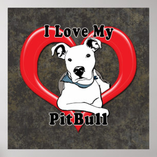 Poster Eu amo meu logotipo de PitBull