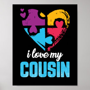 Poster Eu Amo Meu Primo Coração Conscientização do Autism
