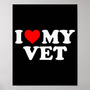 Poster Eu Amo Meu Veterinário - Coração Vermelho