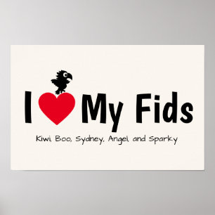 Poster Eu Amo Meus Fids Papagaio Kids