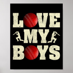 Poster Eu Amo Meus Meninos Críquete Divertido Dia dos Pai