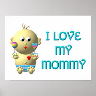Pôster Eu amo minha mamãe Bouncing Baby with Heart & Rat