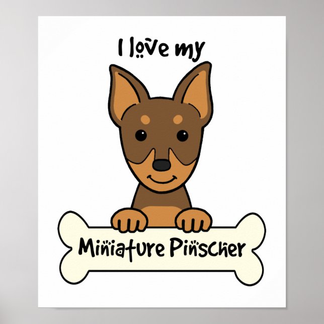 Pôster Eu Amo Minha Miniatura Pinscher (Frente)
