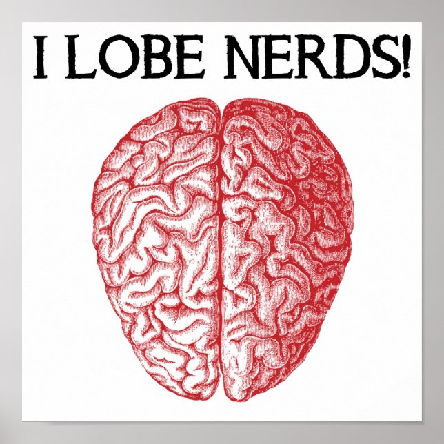 Pôster Eu Amo Nerds Amo Cartaz Sinal Divertido (Frente)