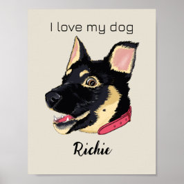 Poster Eu Amo O Meu Cachorro German shepherd Bonito Nome 
