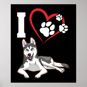 Poster Eu amo o meu cão husky siberiano Presente para