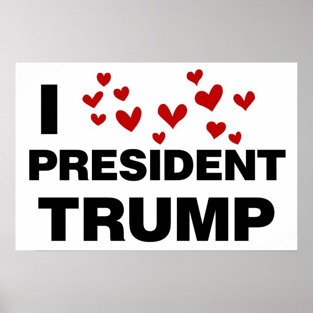 Poster Eu Amo O Presidente Trump Hearts (Frente)